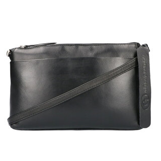 Leather Design Schoudertas liggend model zwart