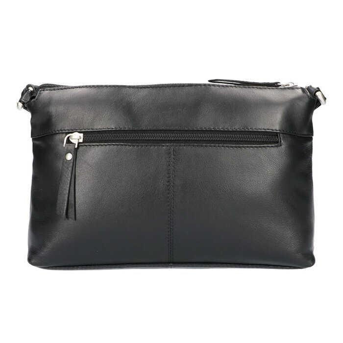 Leather Design Schoudertas liggend model zwart
