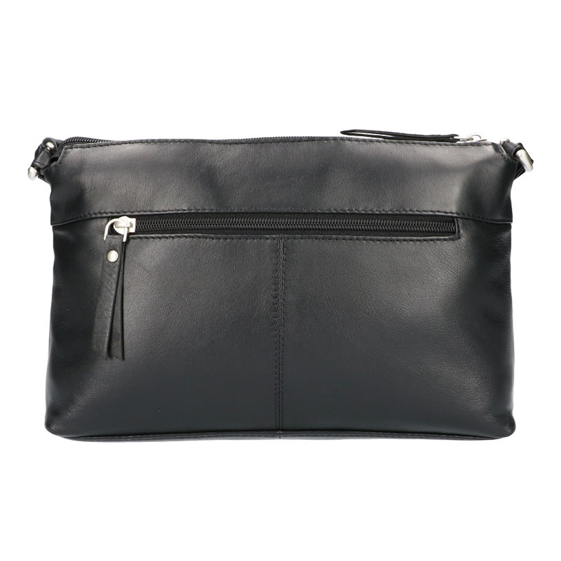Leather Design Schoudertas liggend model zwart