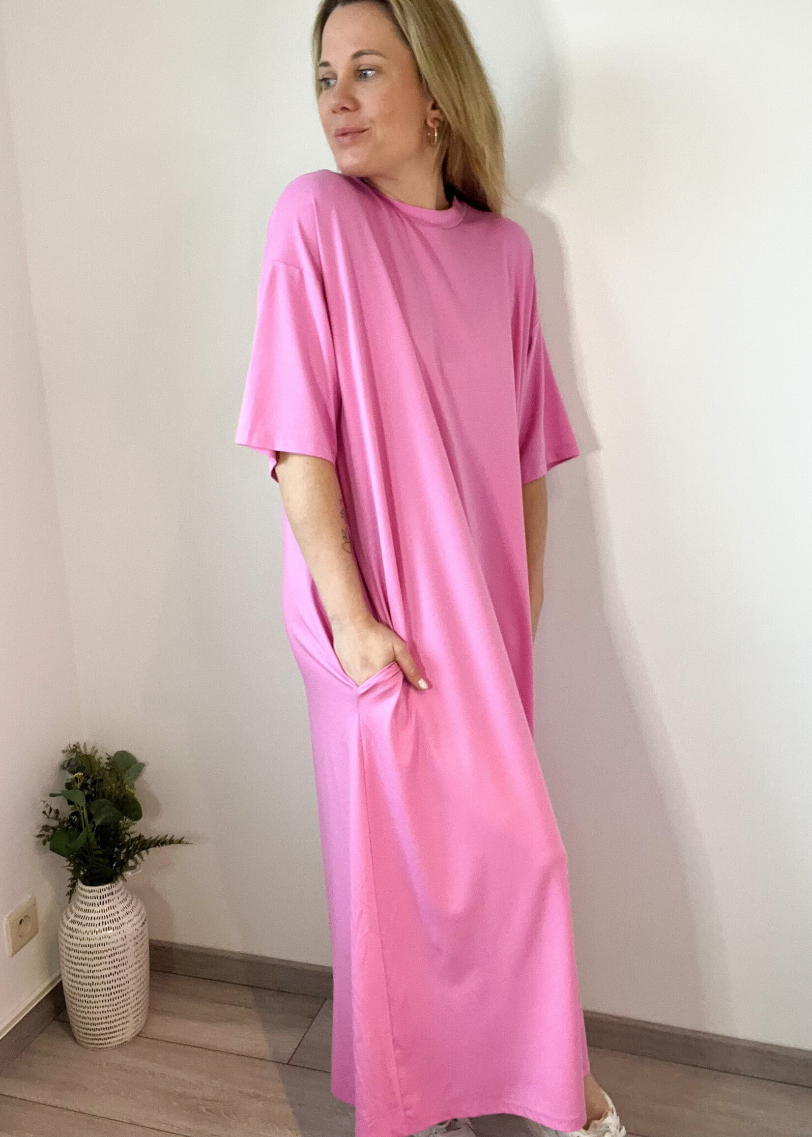 PINK TEE DRESS HIGH PINK one size