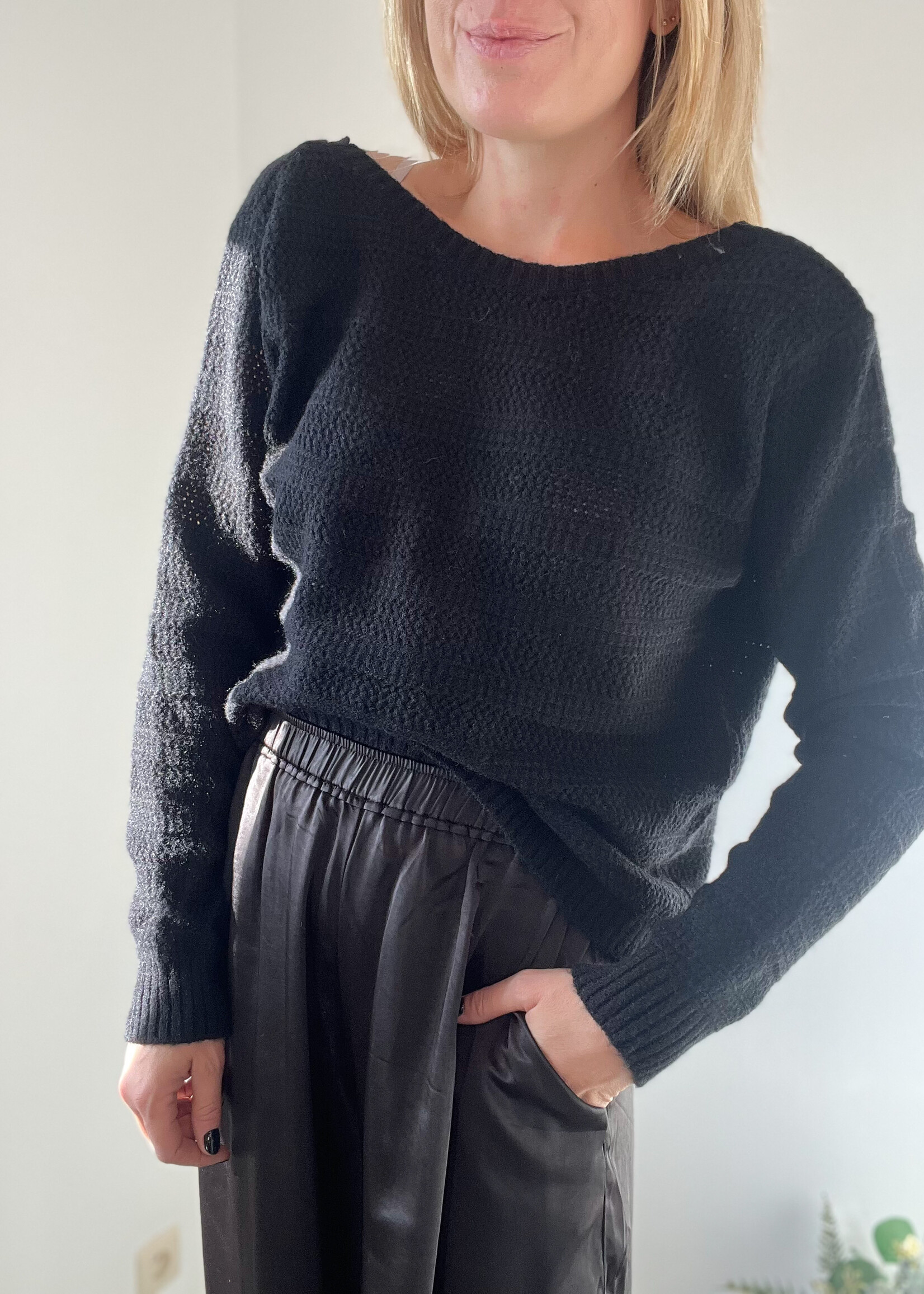 OPEN BACK PULL one size BLACK