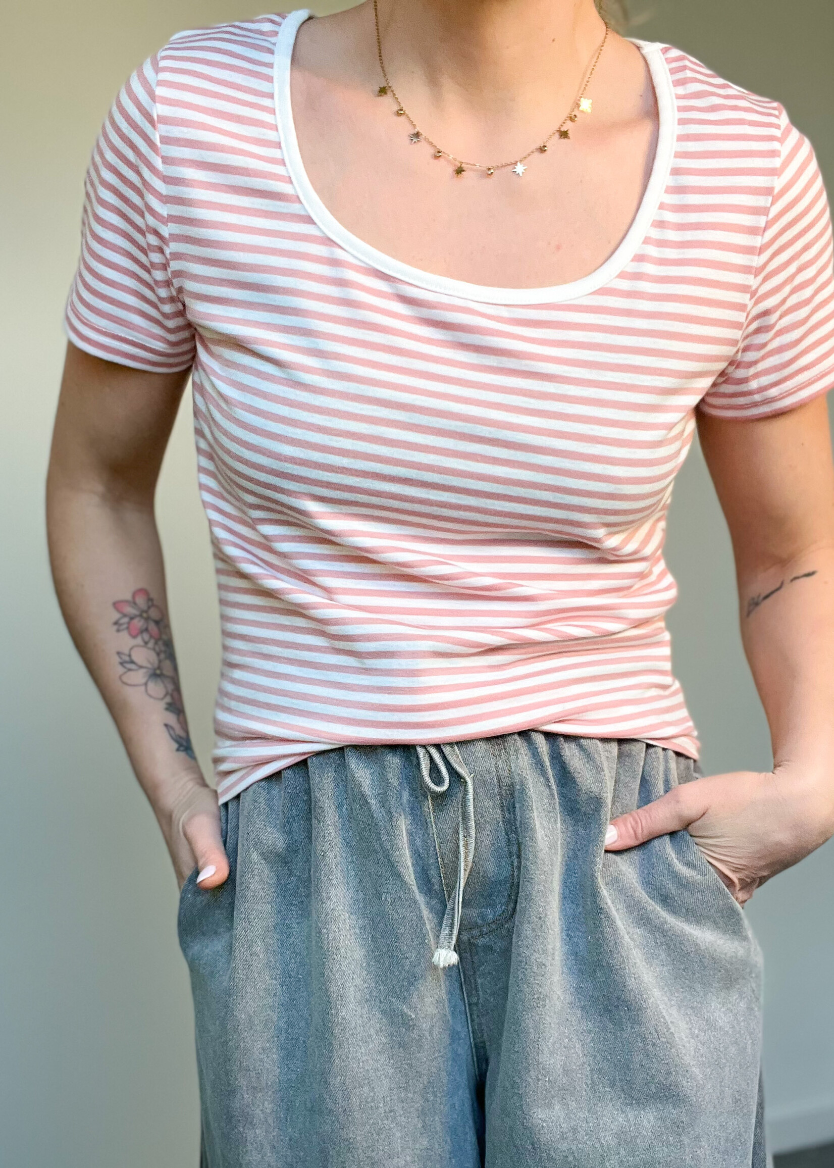 PINK STRIPE TEE