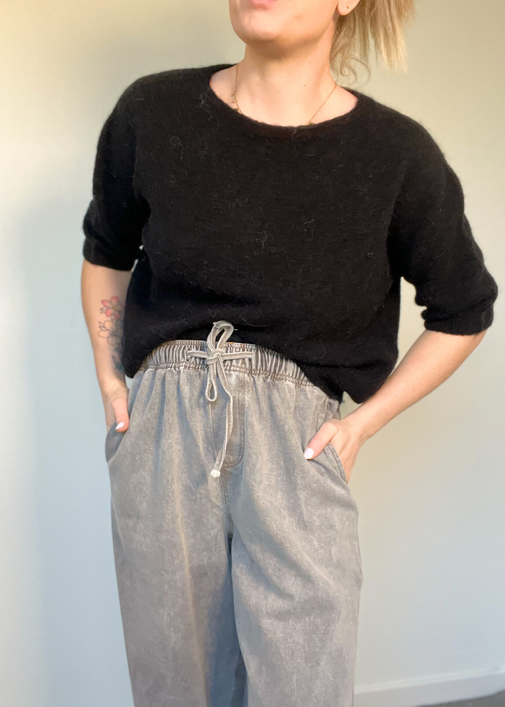 ALPACA BLACK KNIT one size