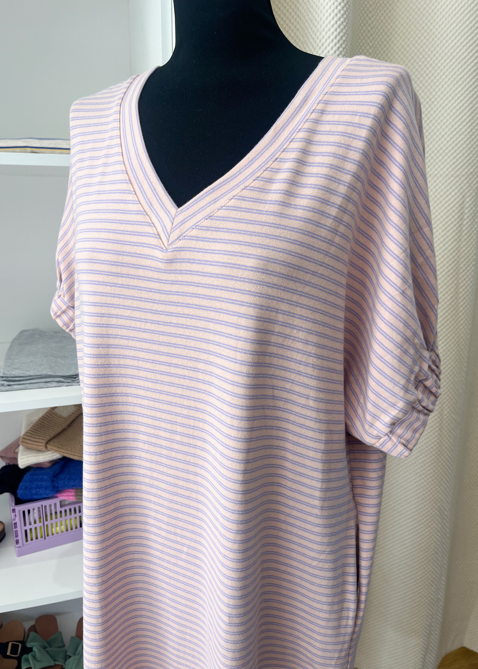 PINK CARO DRESS STRIPE one size