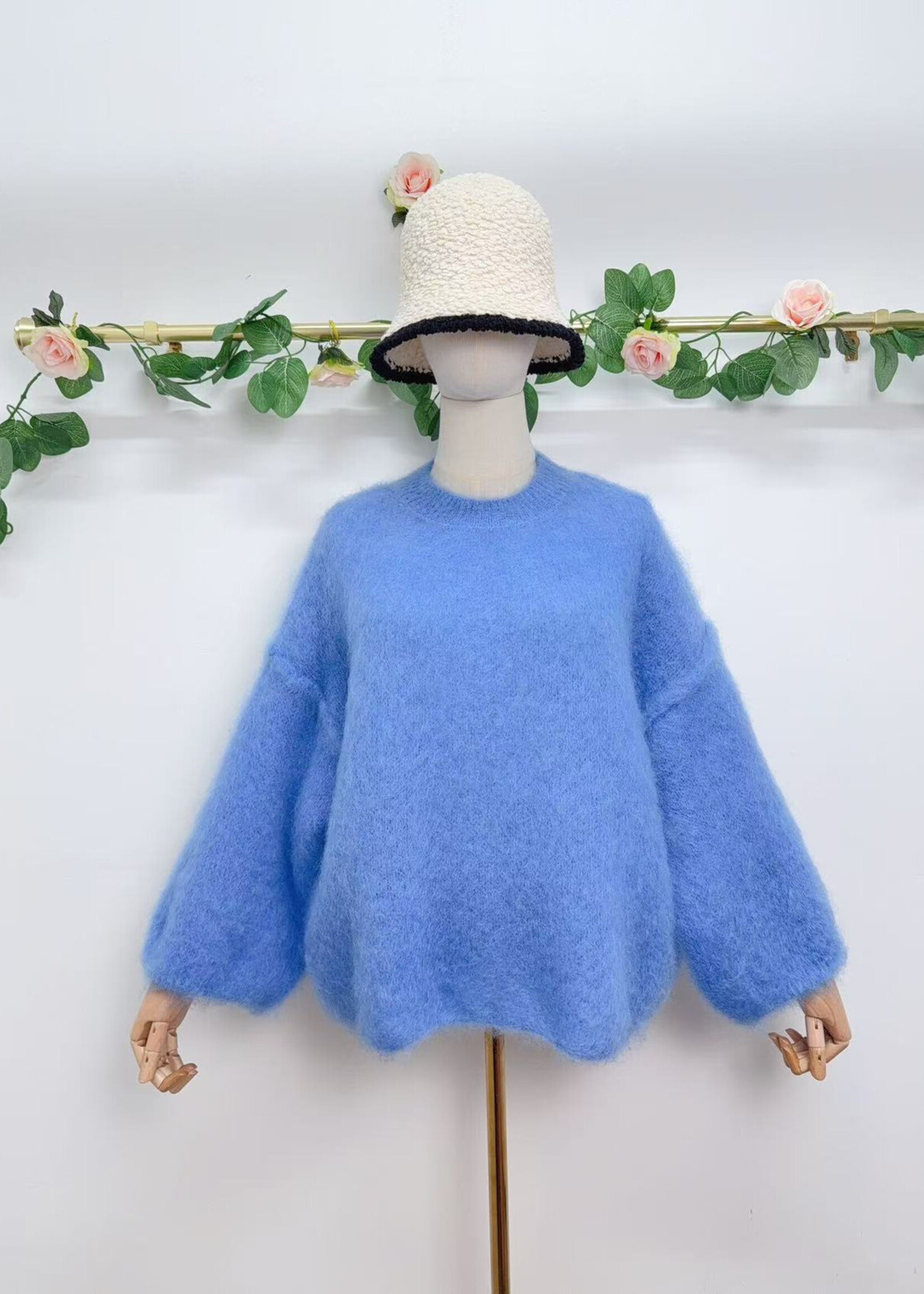 MOHAIR KNIT BLUE one size