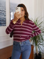BURGUNDY SAVIE POLO TOP one size
