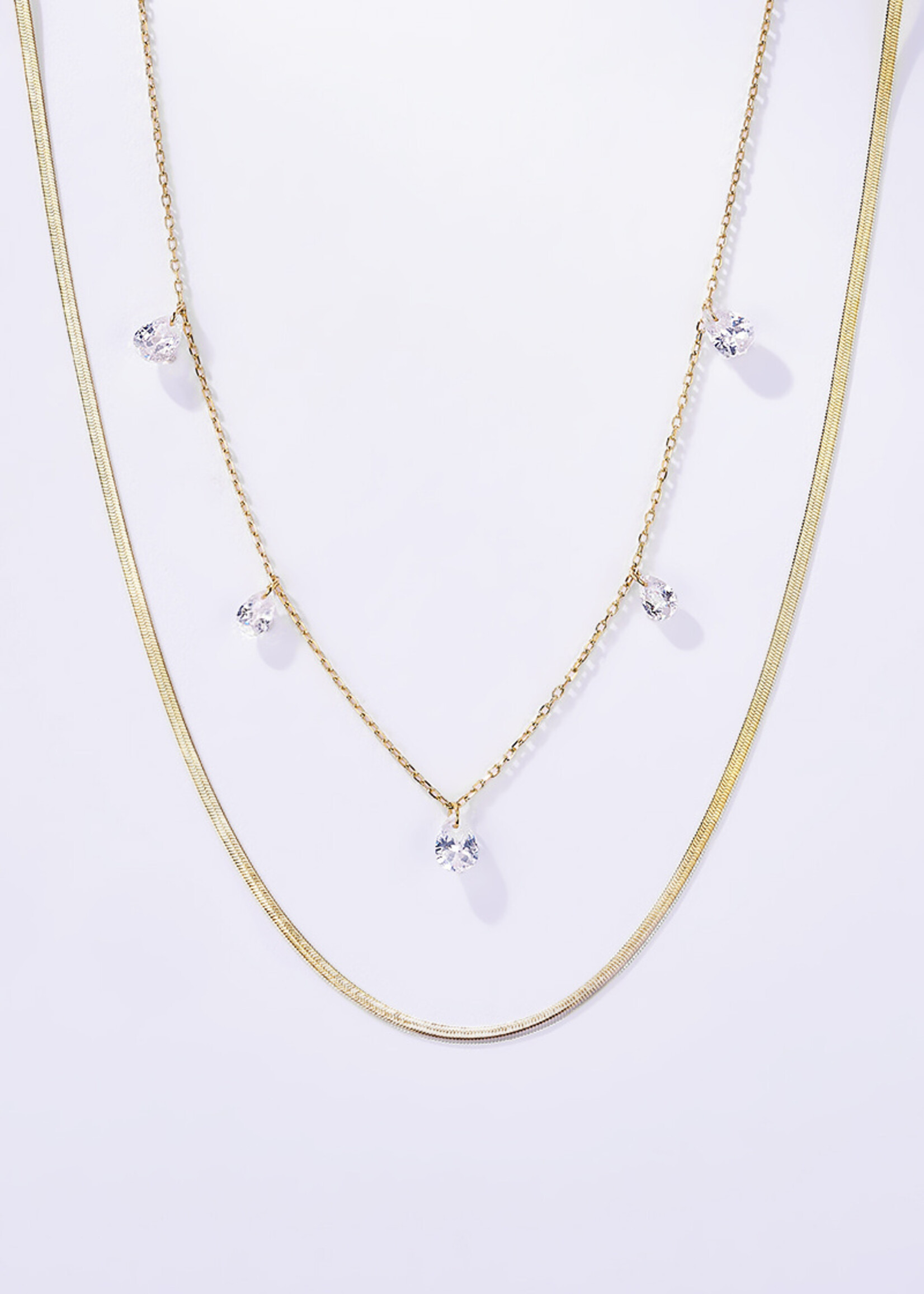 DOUBLE LAYERED STONE NECKLACE