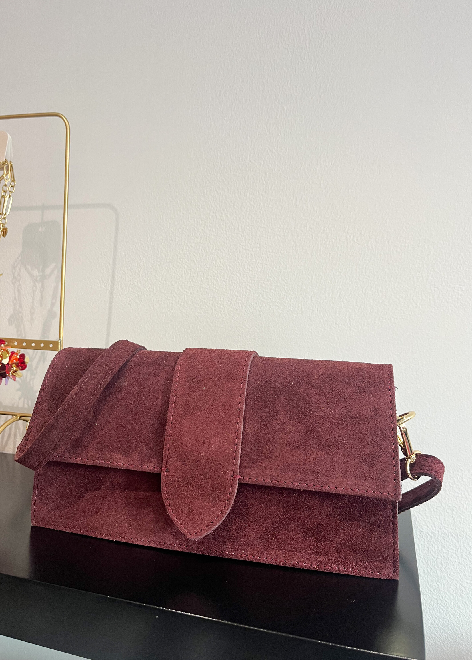 BURGUNDY SUEDE BAG