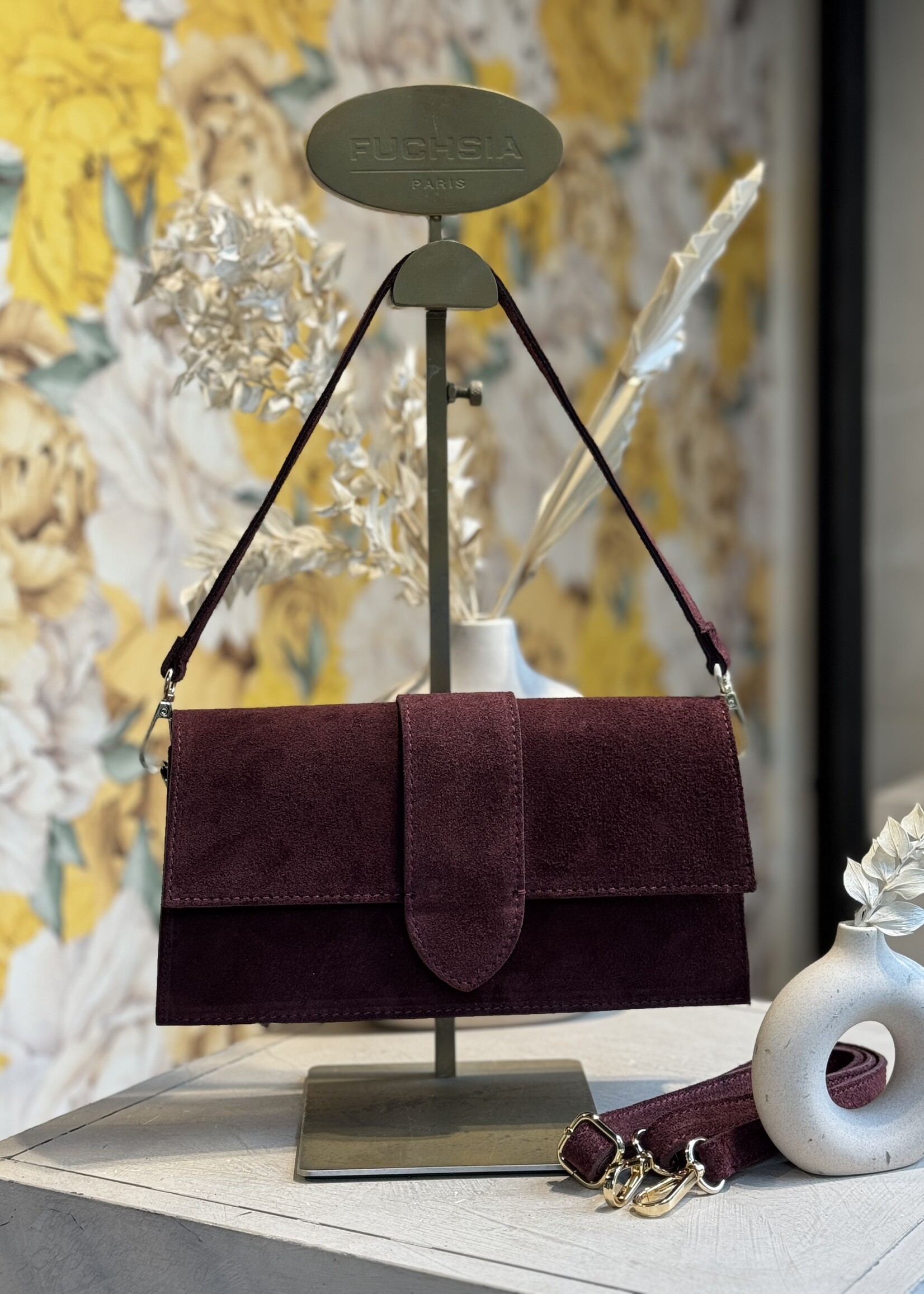 BURGUNDY SUEDE BAG