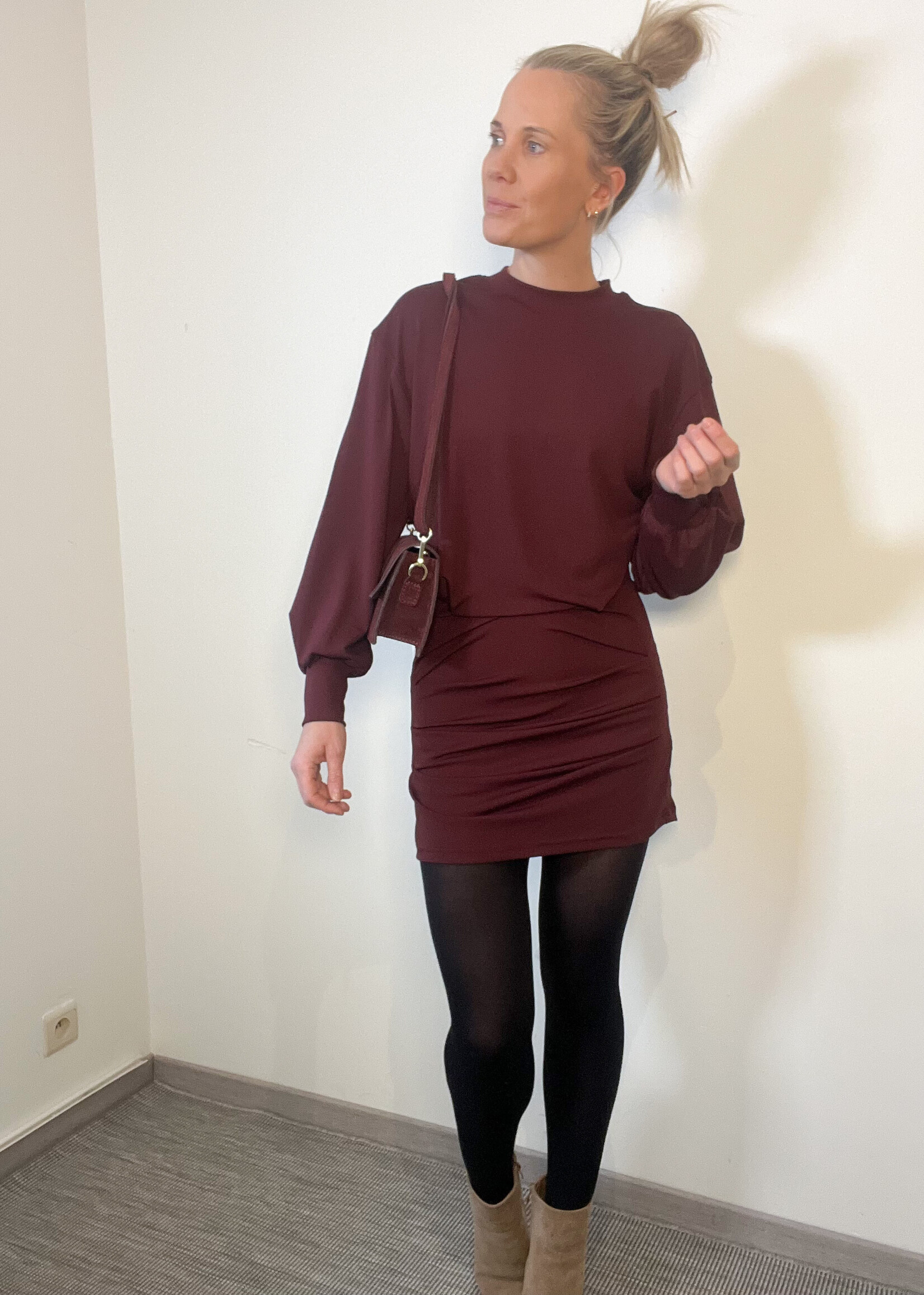 BURGUNDY KRISTINA DRESS