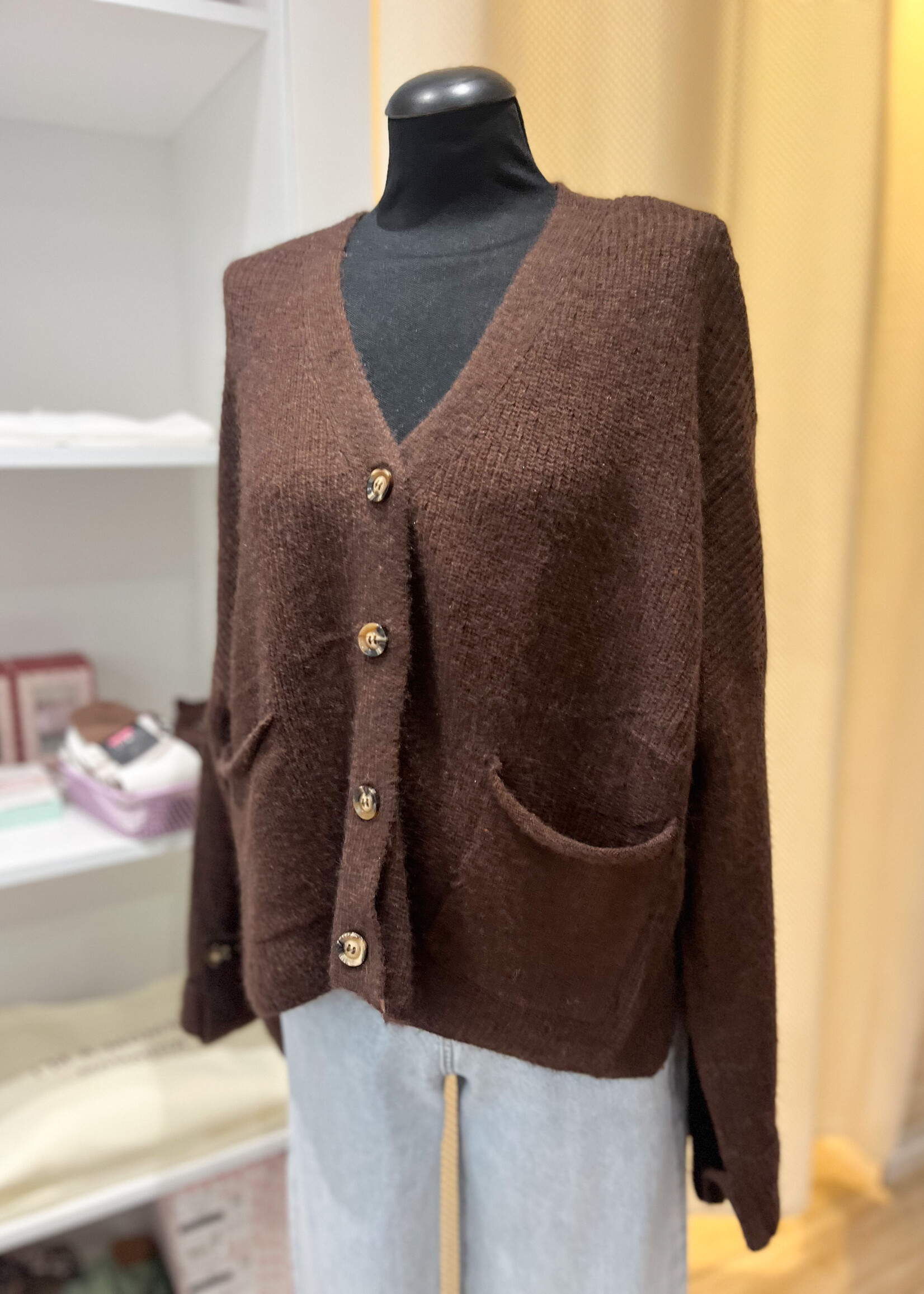 YANNIE CARDIGAN TAUPE one size