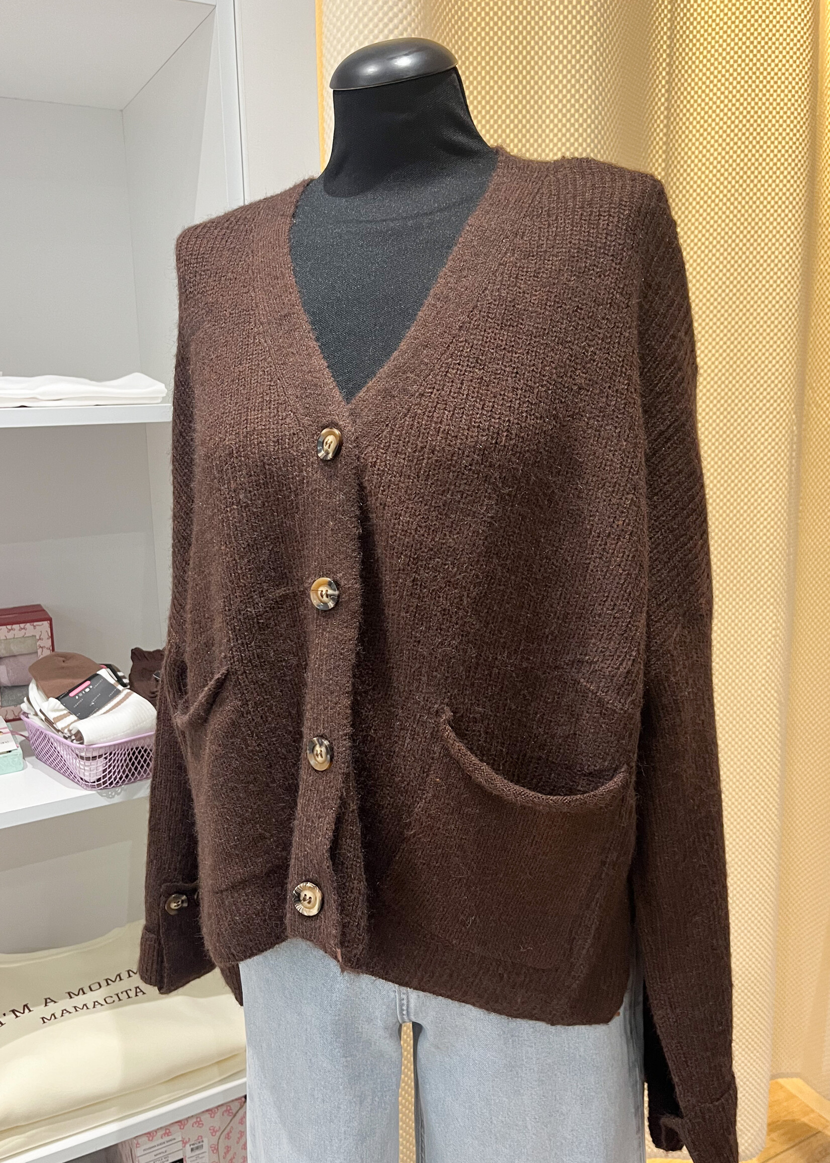 YANNIE CARDIGAN TAUPE one size