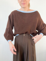 OFF SHOULDER BROWN BLUE KNIT one size