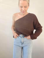 OFFSHOULDER KNIT BROWN one size