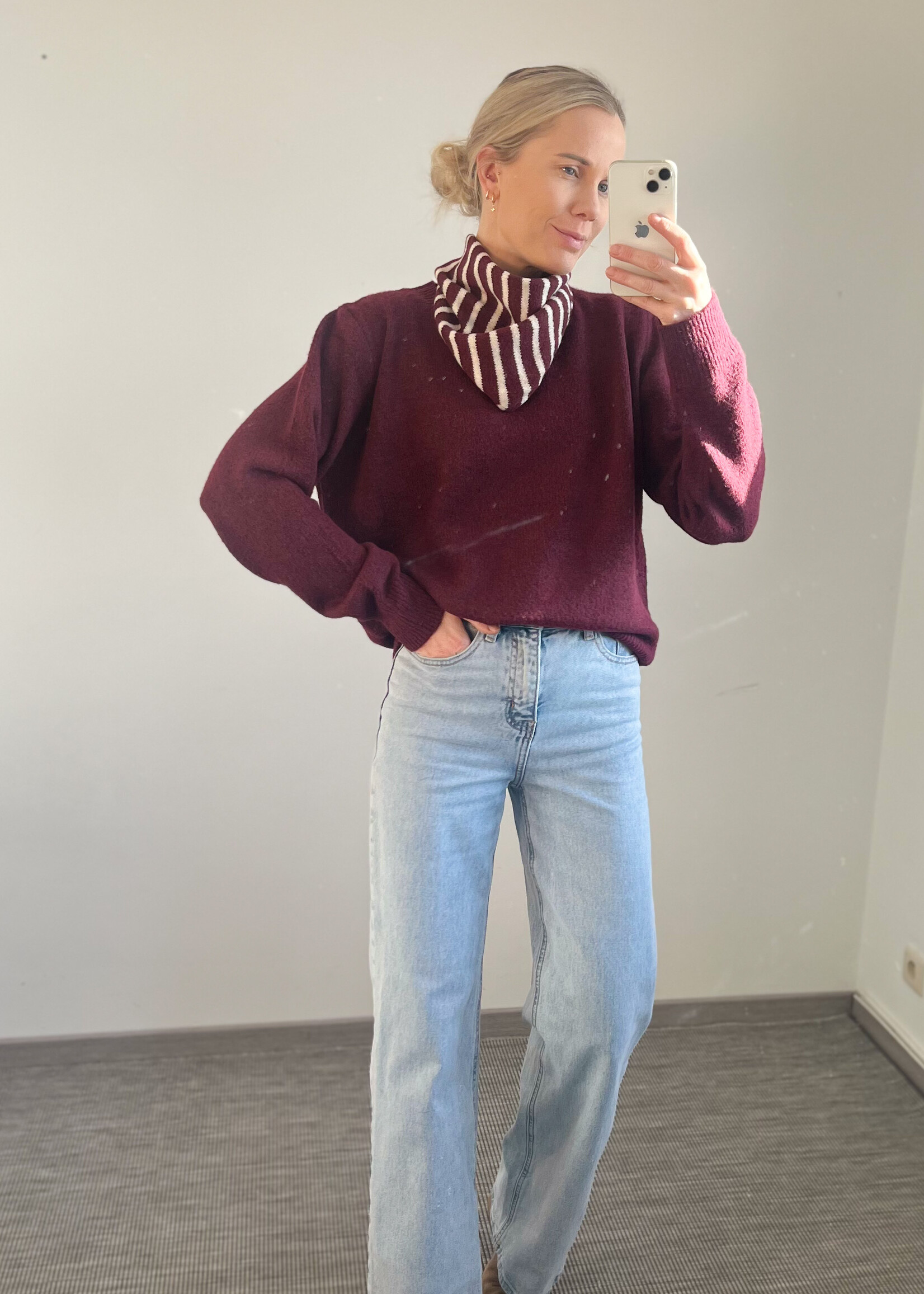 BURGUNDY ELLA KNIT WITH SCARF one size