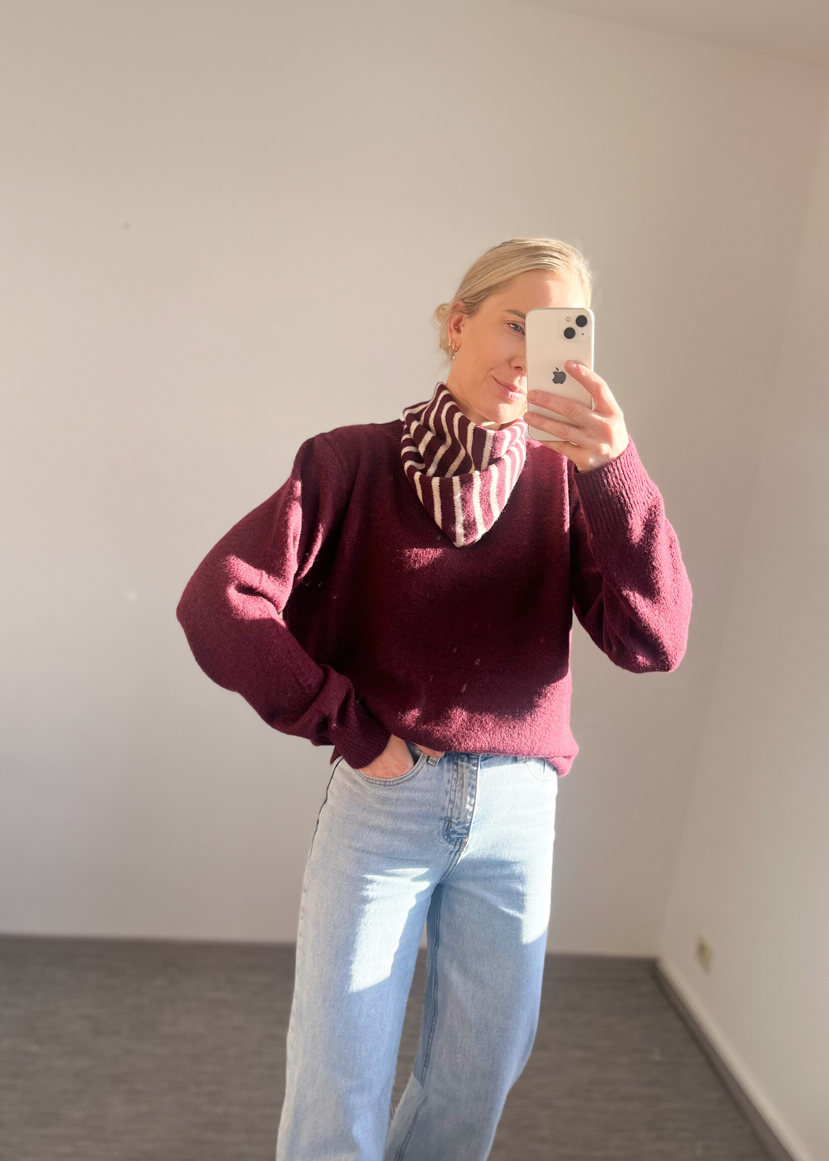 BURGUNDY ELLA KNIT WITH SCARF one size