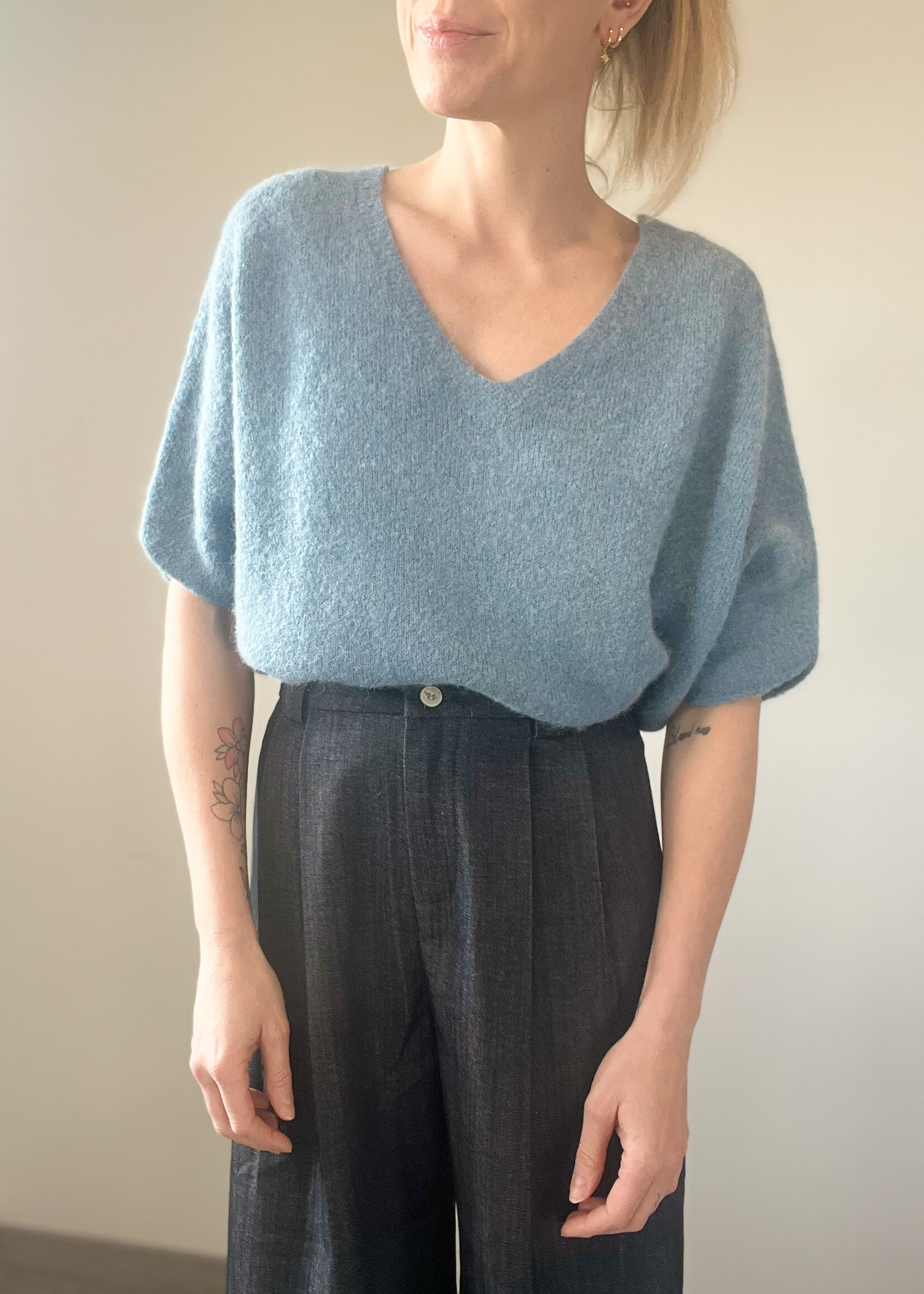 BABY ALPACA KNIT BLUE One size