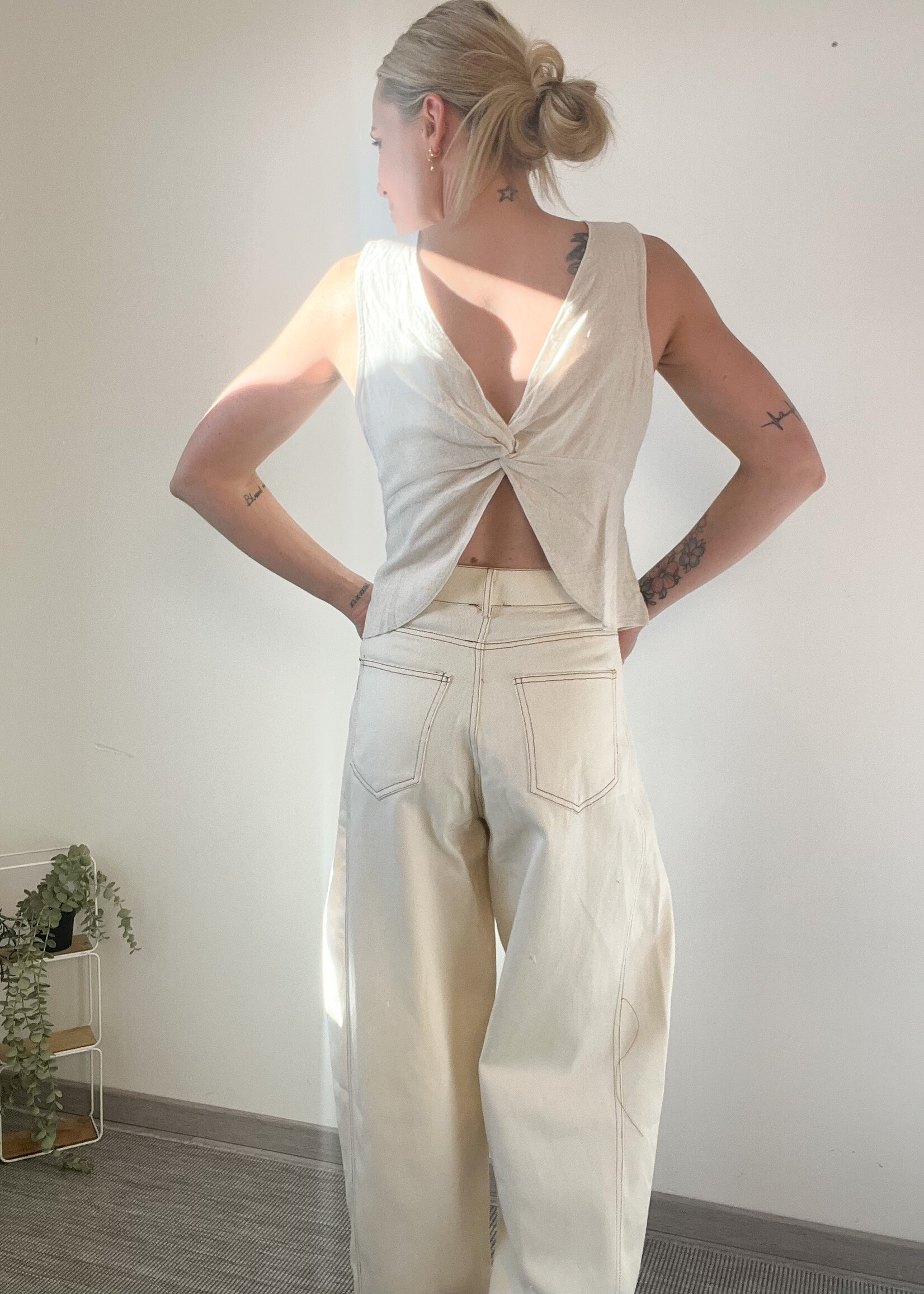 FEMKE LINNEN TOP BEIGE