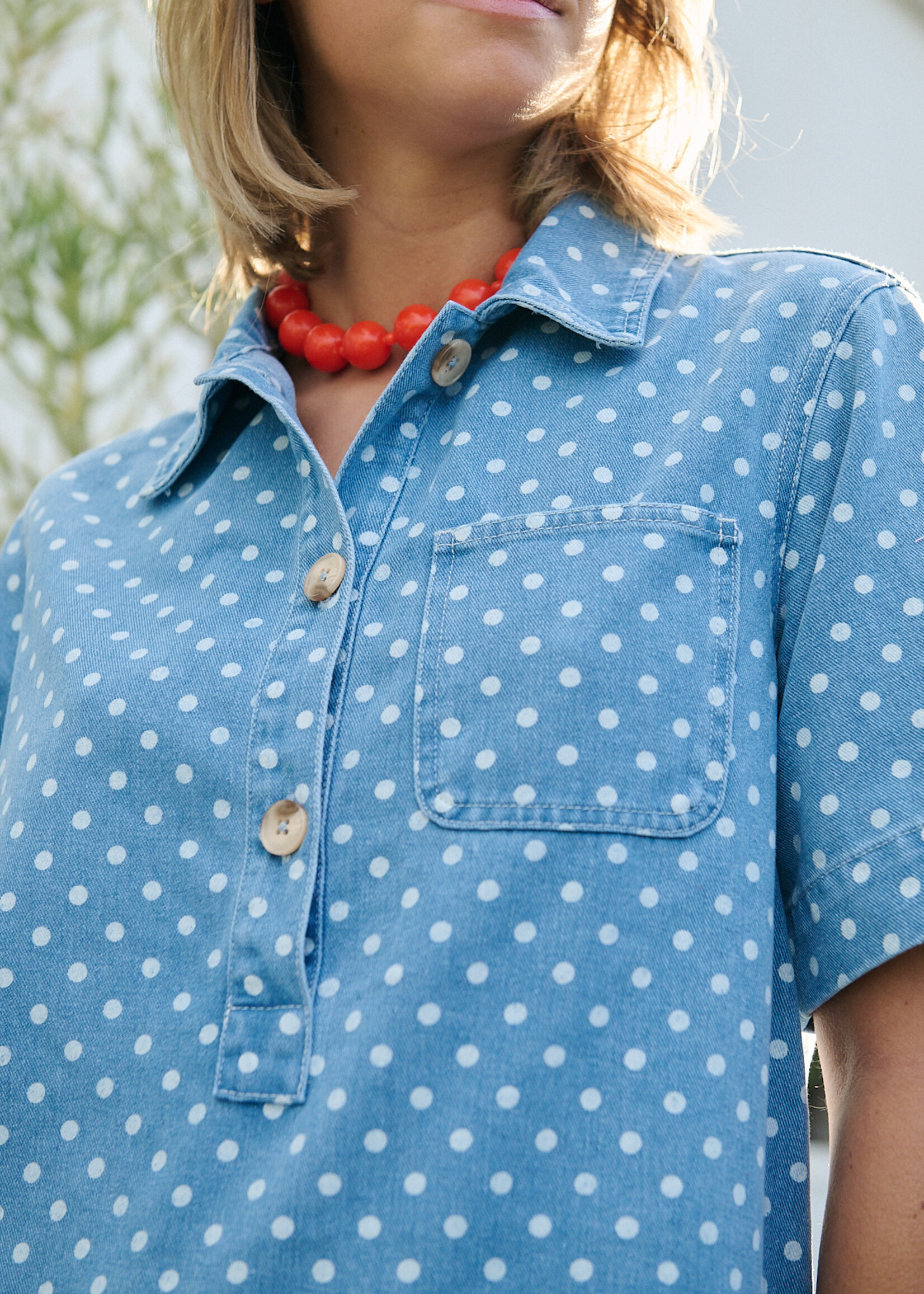 DENIM DOTS DRESS