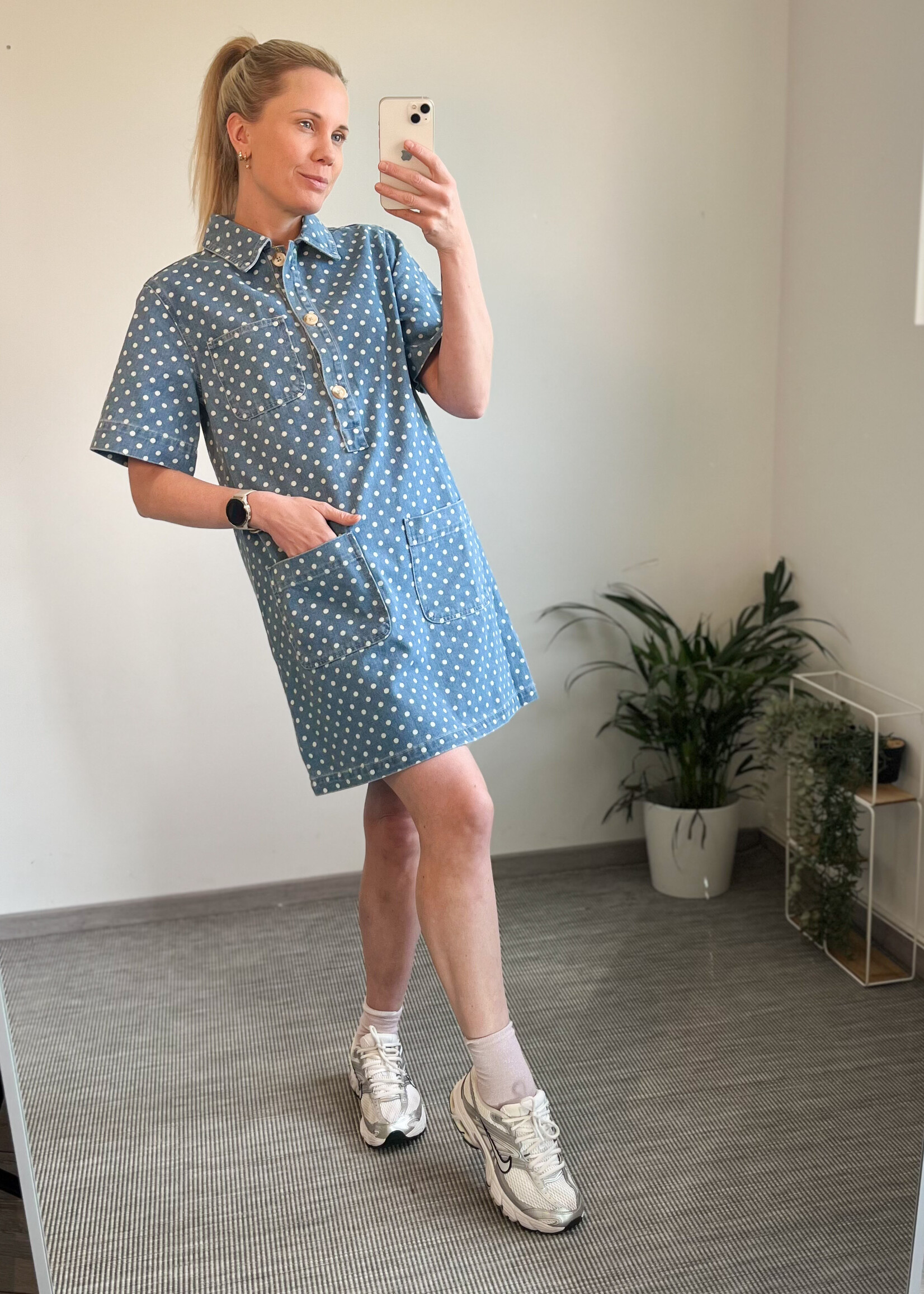 DENIM DOTS DRESS