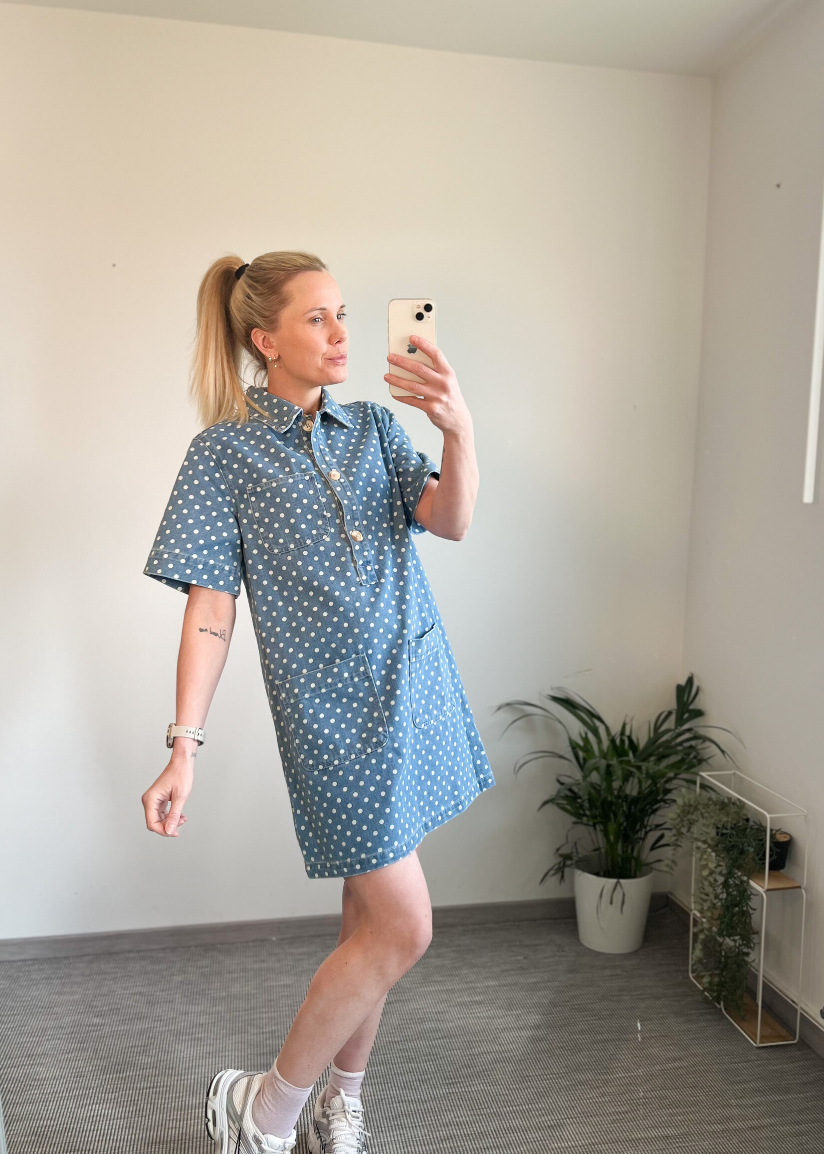 DENIM DOTS DRESS