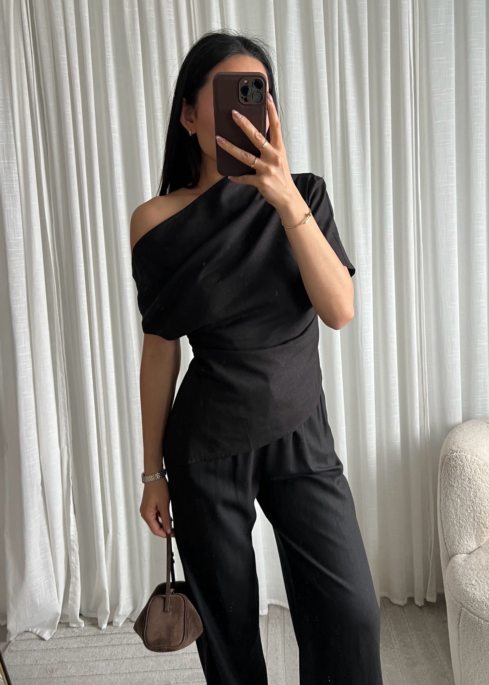 DRAPED TOP BLACK