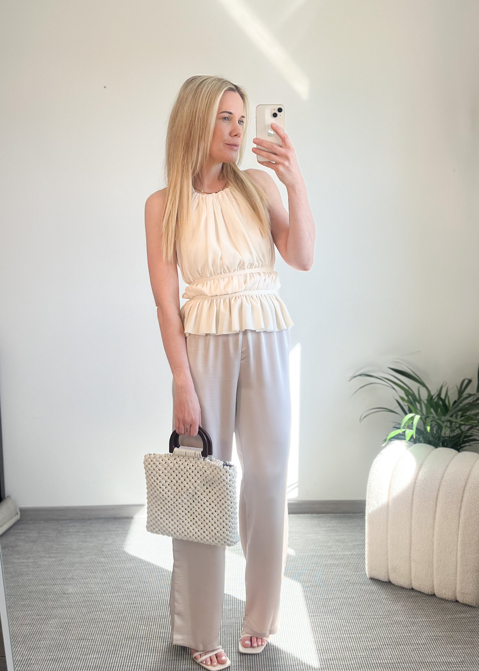 CHAMPAGNE SATIN PANTS