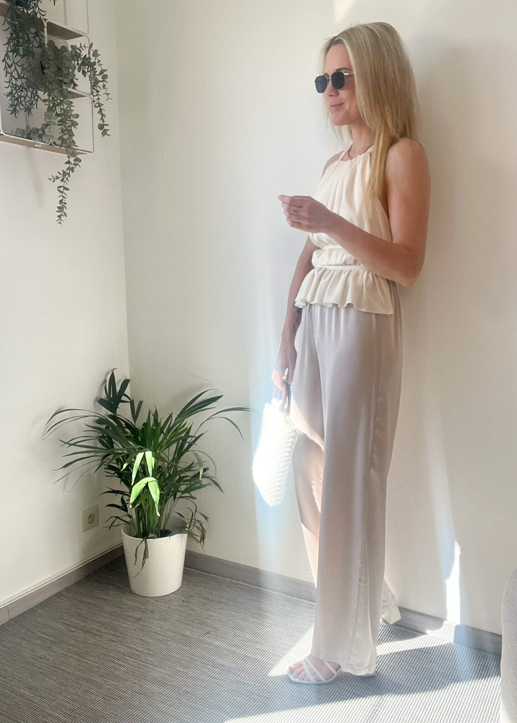 CHAMPAGNE SATIN PANTS