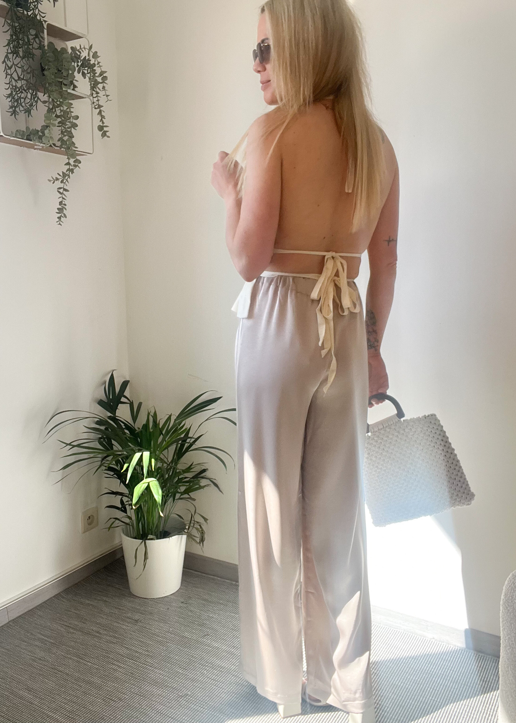 CHAMPAGNE SATIN PANTS