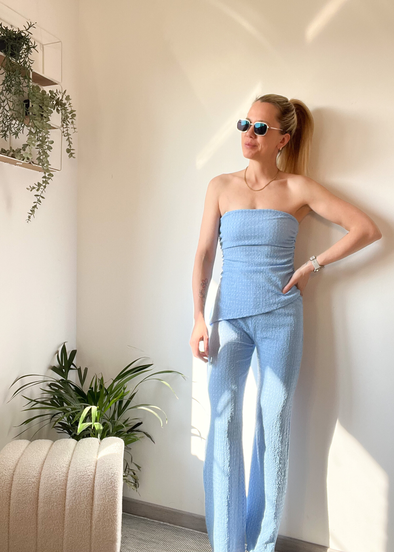 JESSY LIGHT BLUE TOP BANDEAU one size