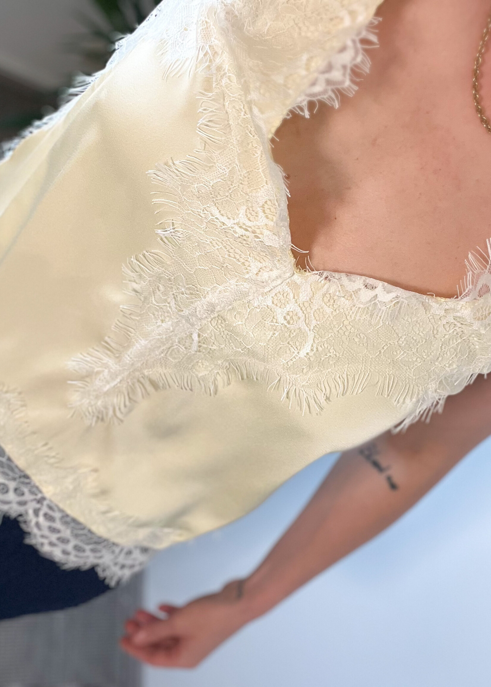 YELLOW SATIN TOP