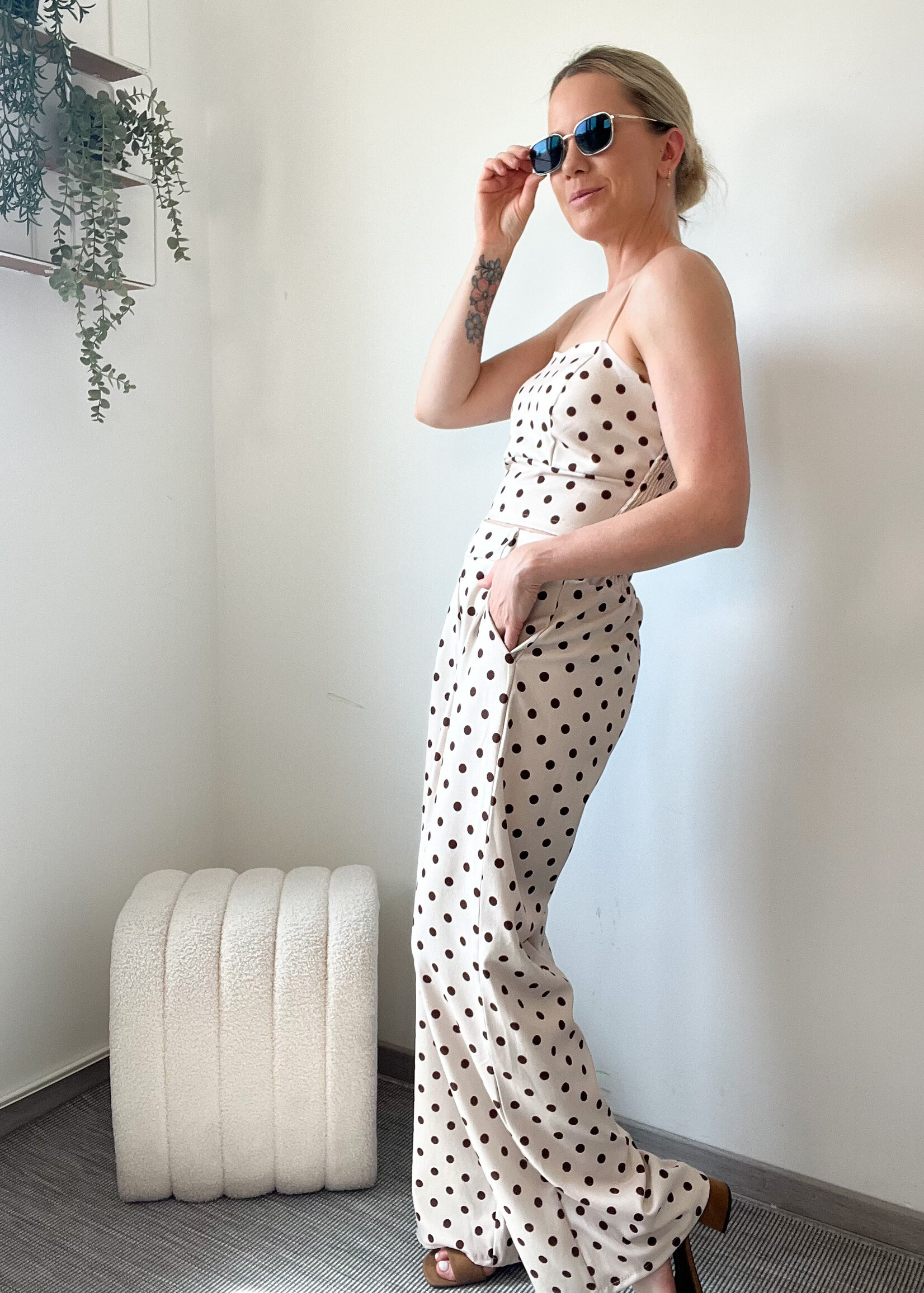 DOTS PANTS BEIGE one size