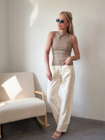 TAUPE PLISSÉ TOP
