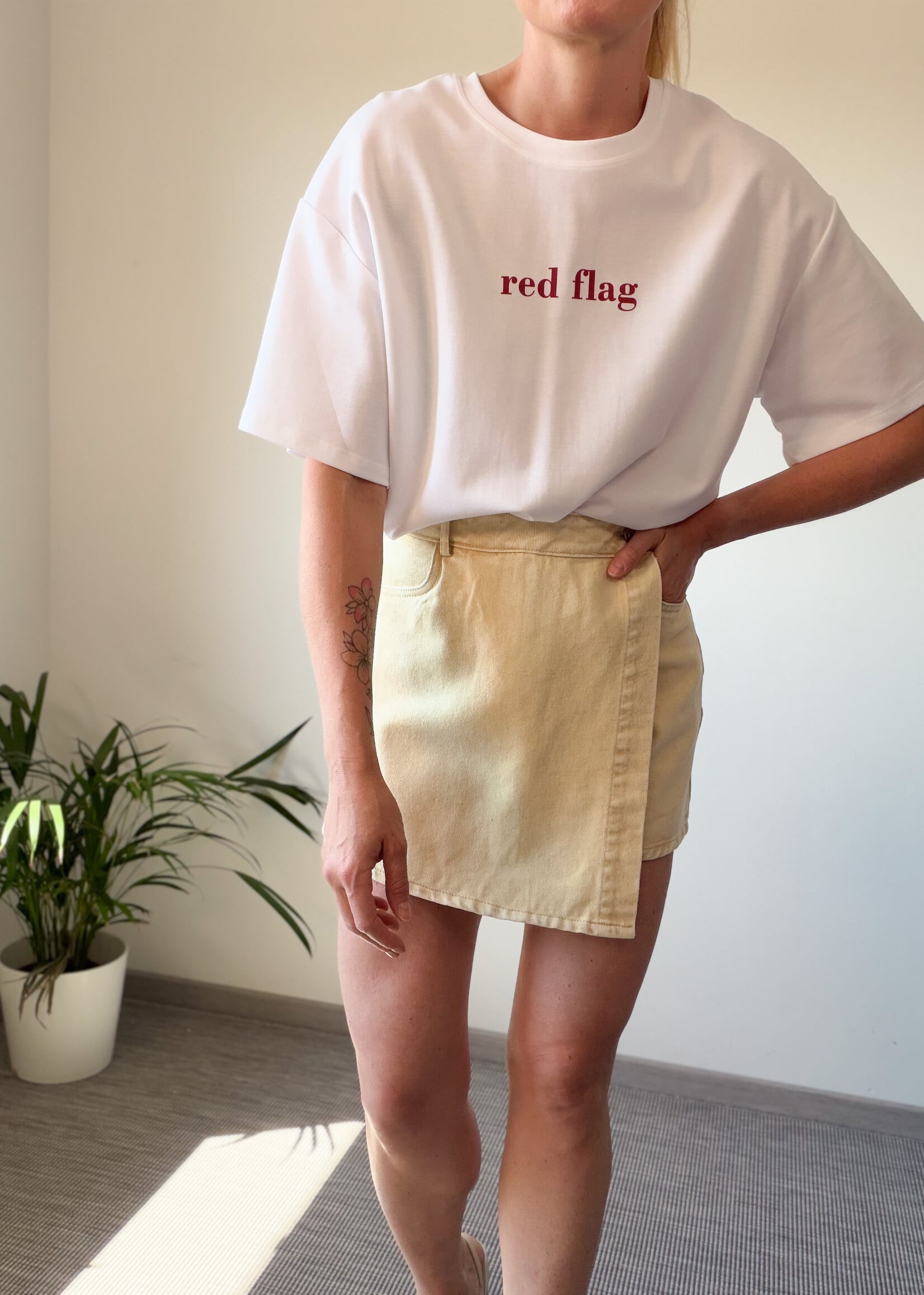 BEIGE DENIM SKORT