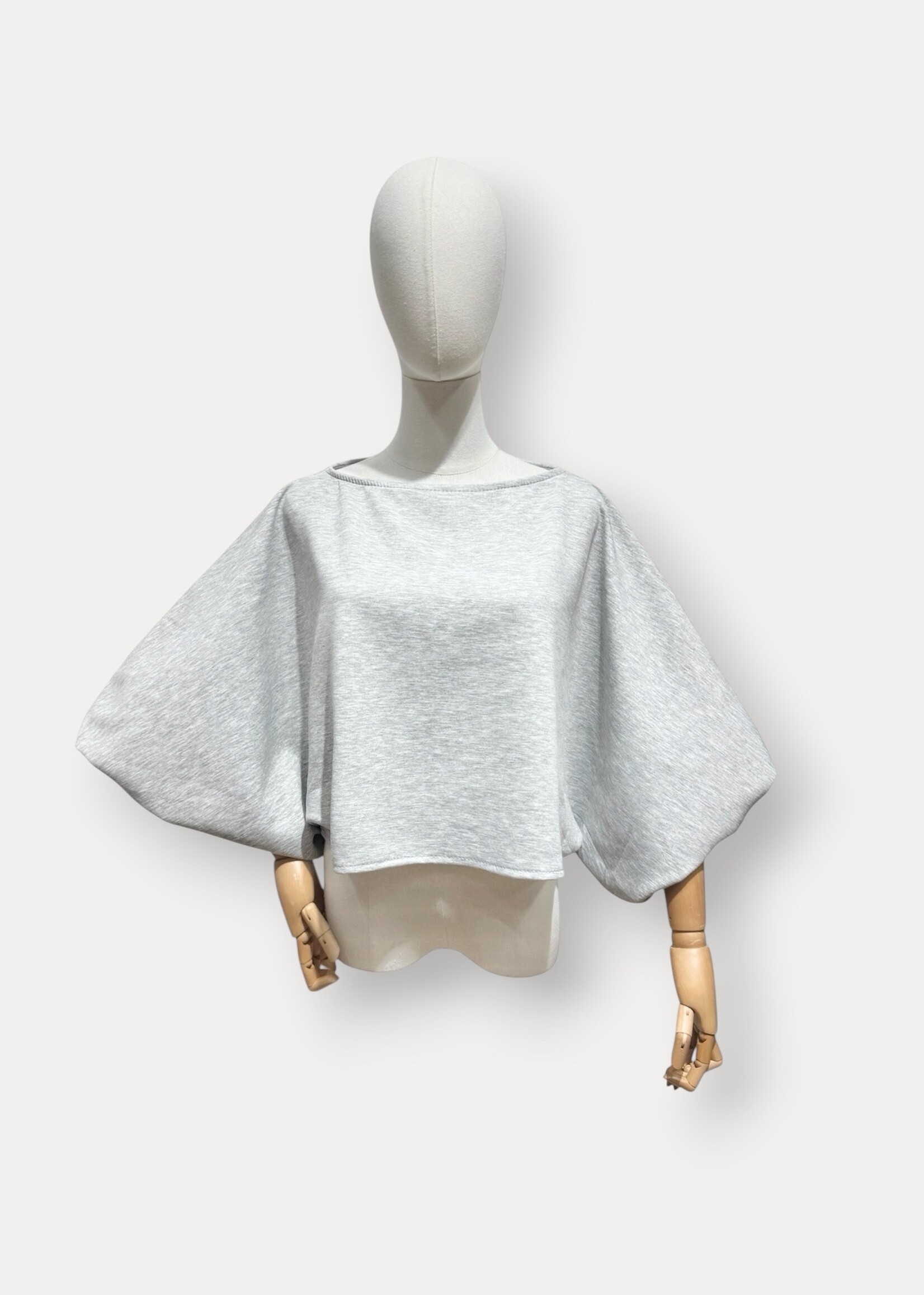 BALLOON SLEEVE GREY TOP