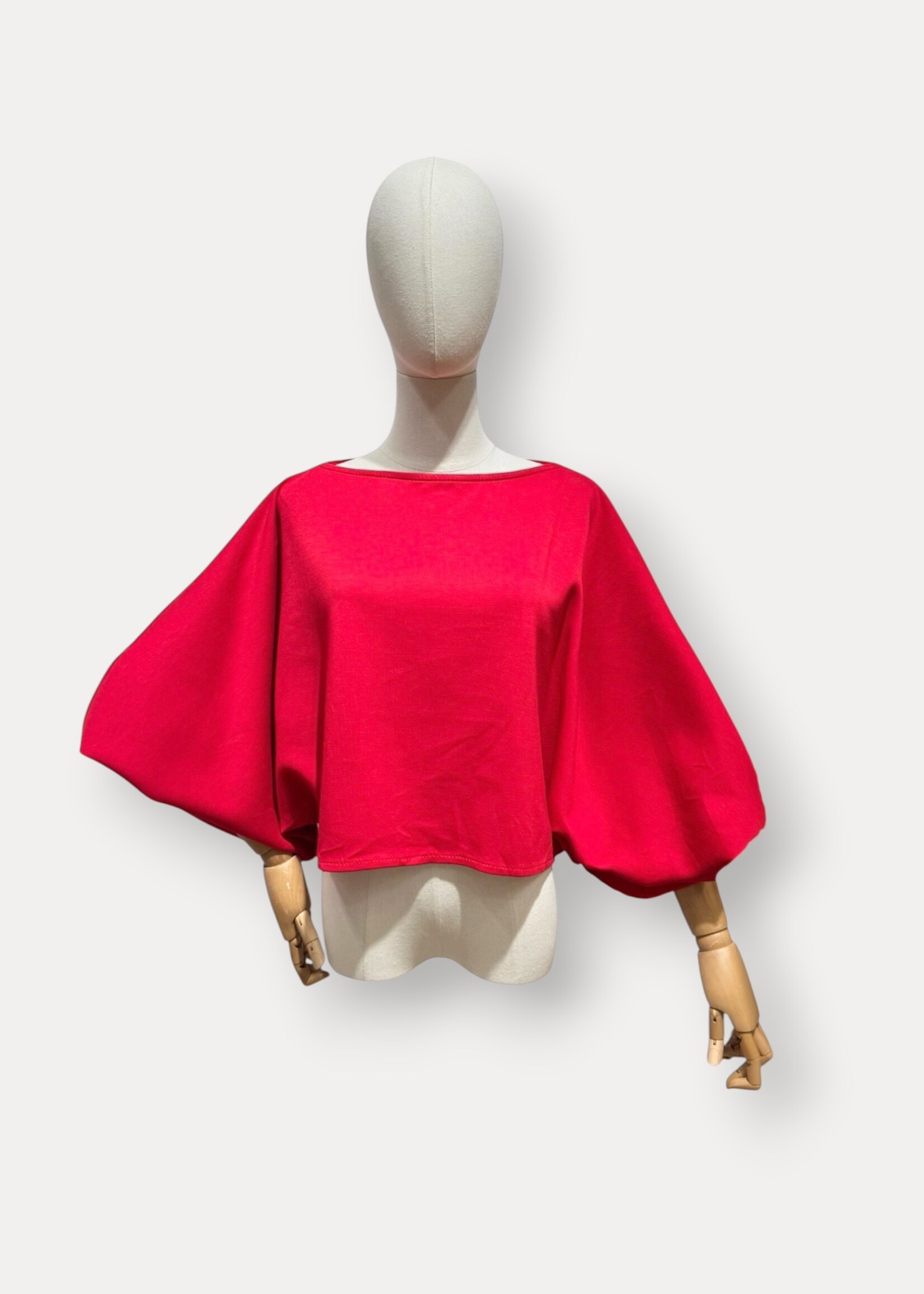 BALLOON SLEEVE RED TOP