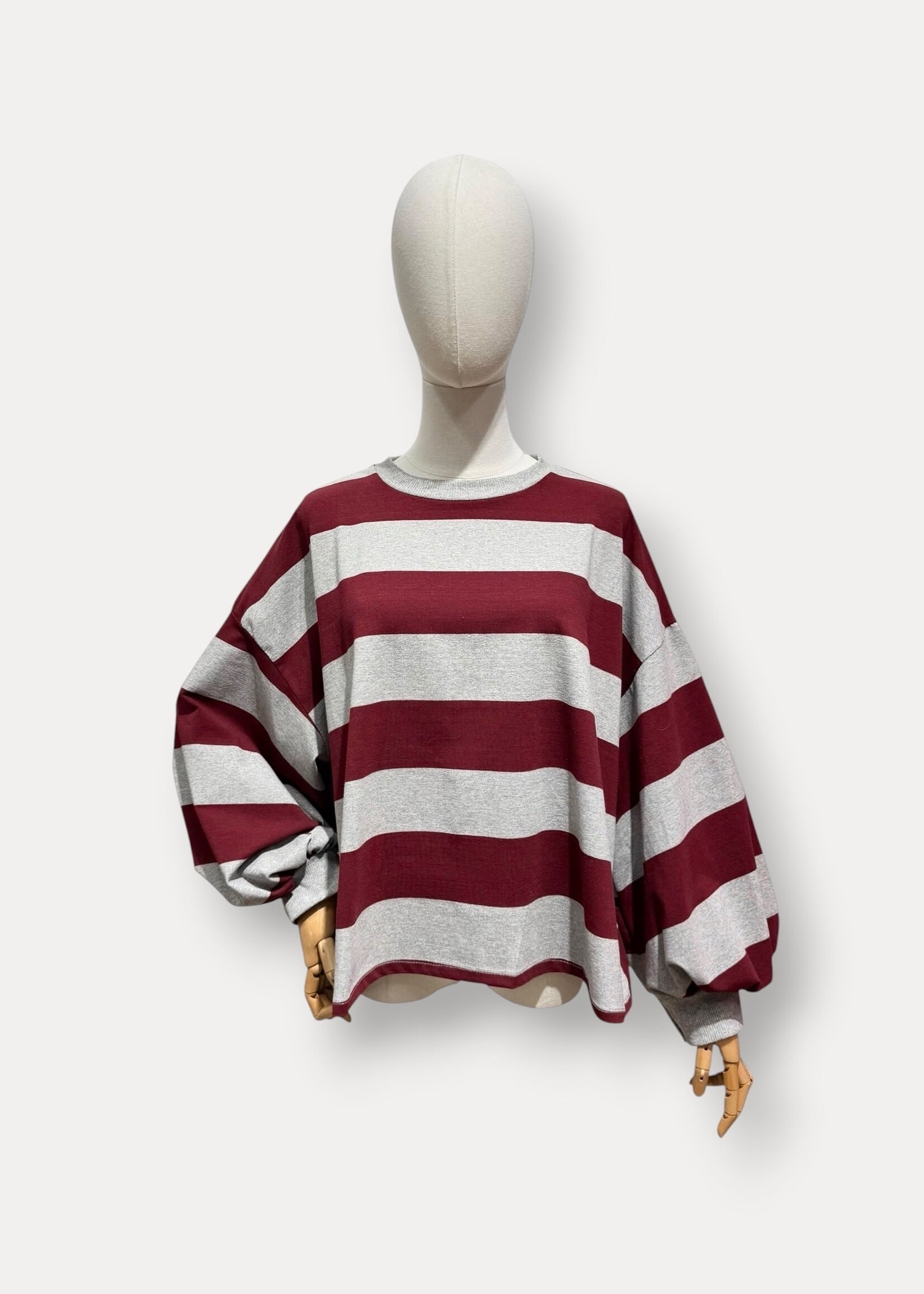 TAMMIE TOP GREY BURGUNDY one size