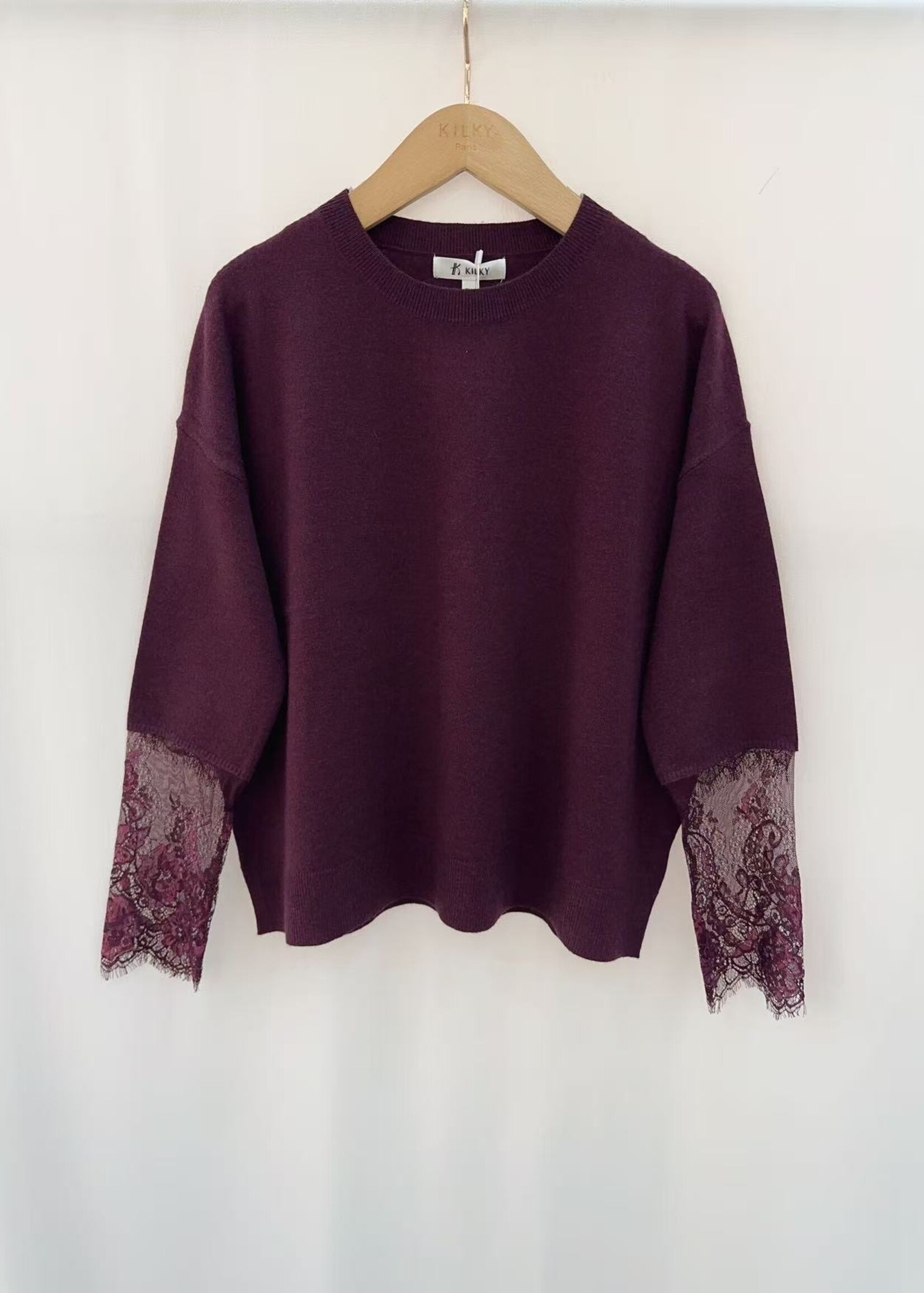 BURGUNDY WITH LACE TOP