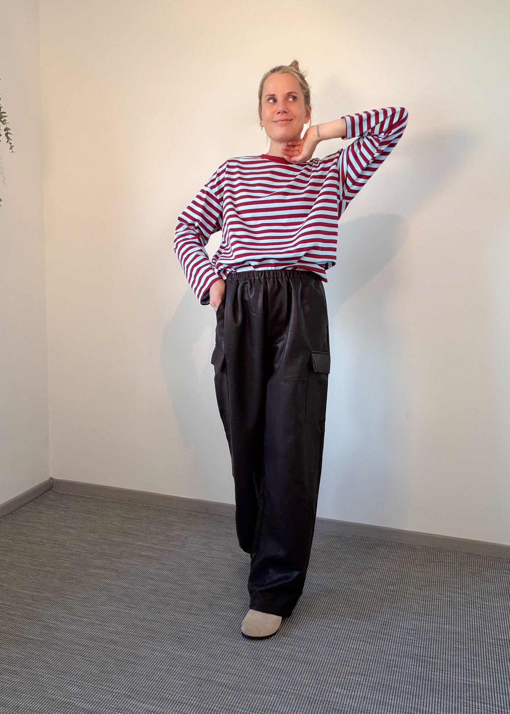 COFFEE FAUX LEATHER PANTS