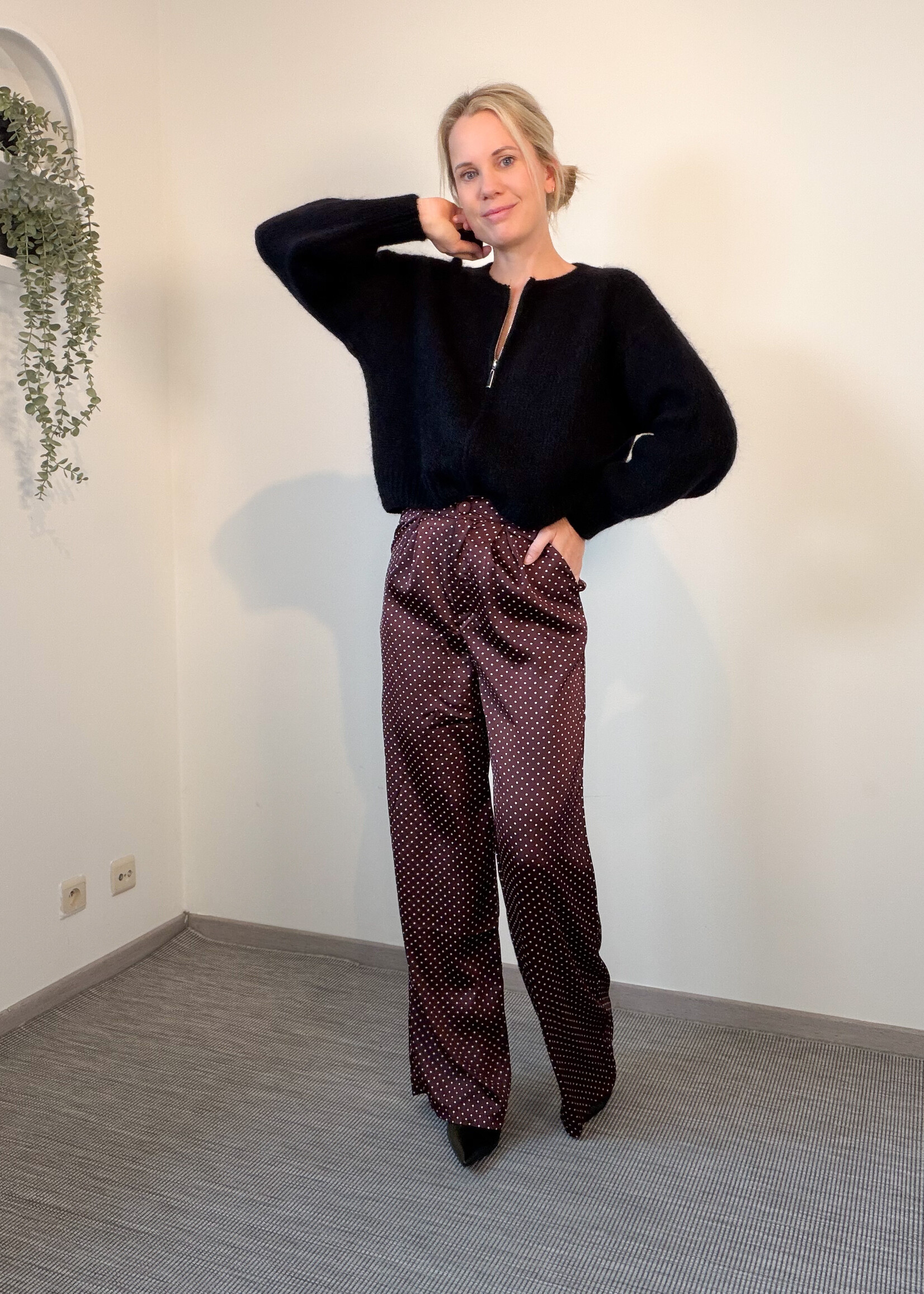 Dots satin pants