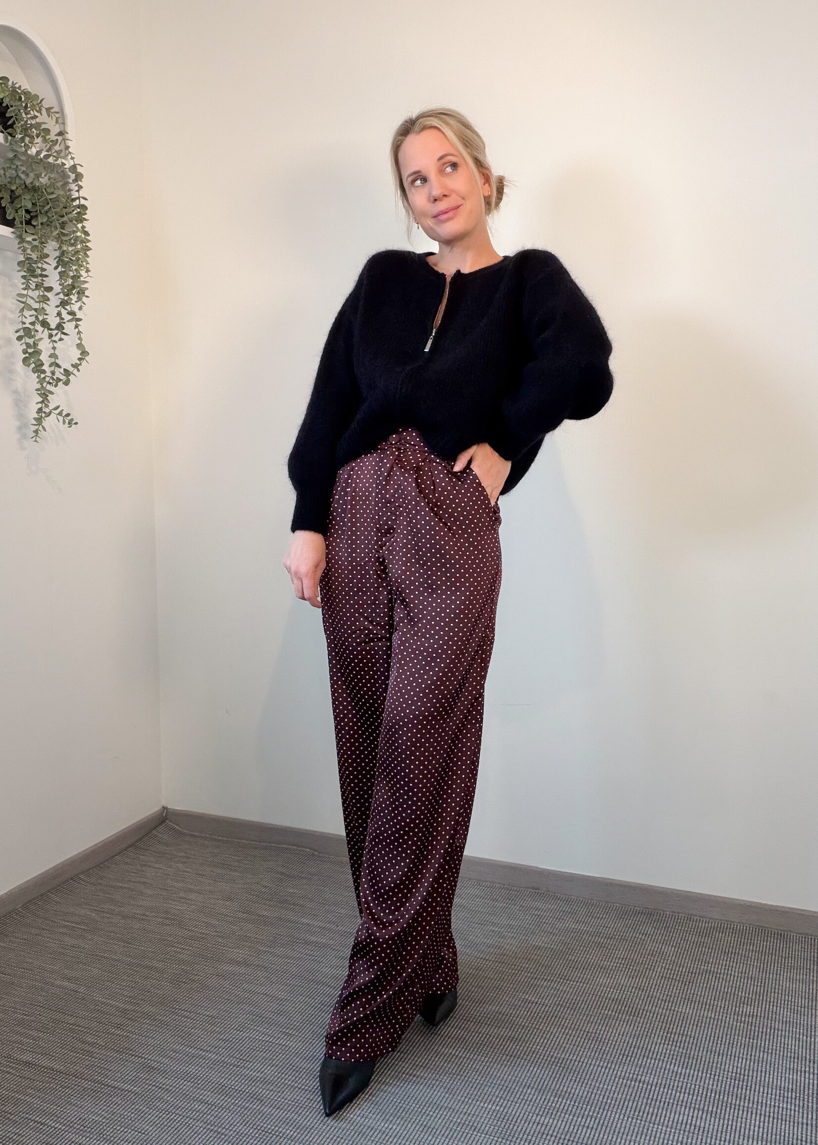 Dots satin pants