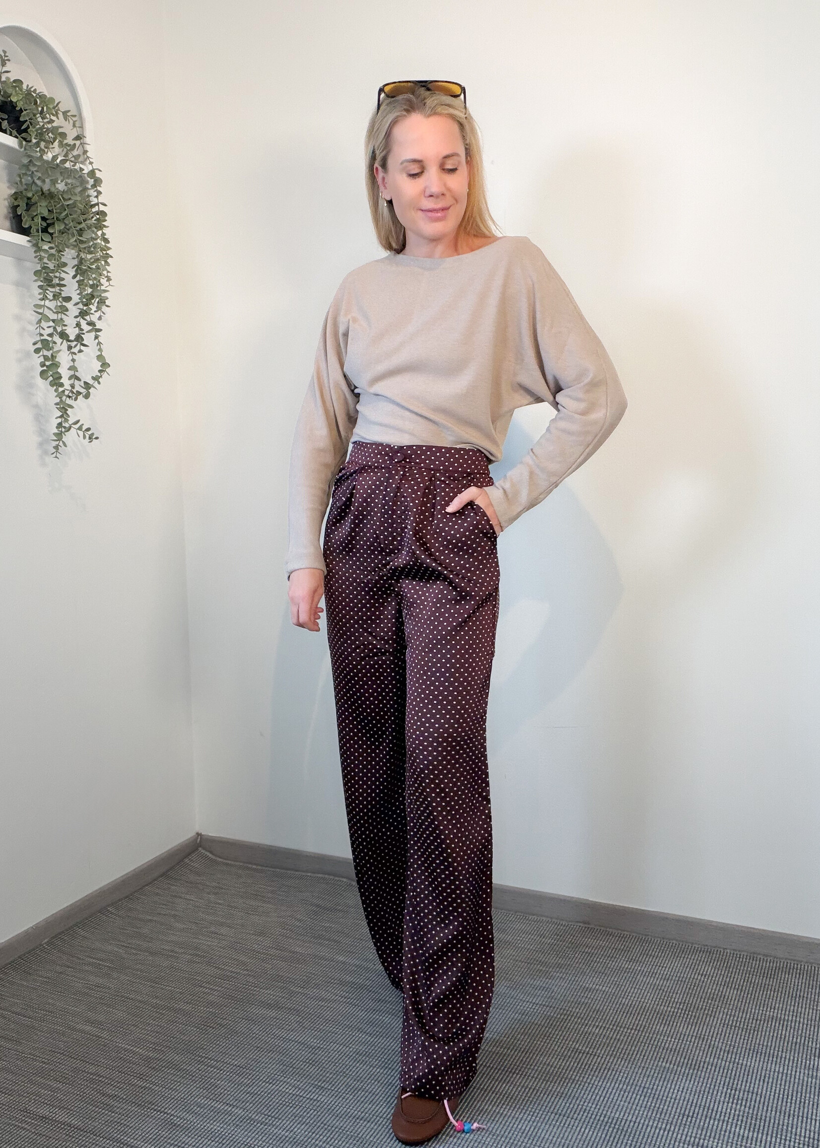 Dots satin pants