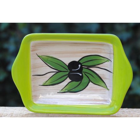 Plat bakje met olijvendecor