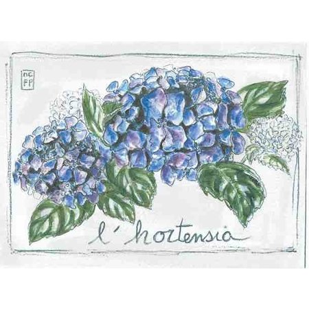 Aquarel van een blauwe hortensia