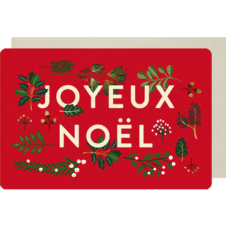 Franstalige kerstkaart met glittertekst
