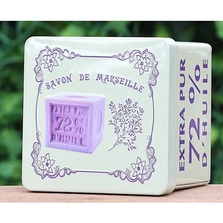 Blik met blok Savon de Marseille lavendel