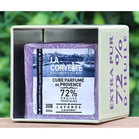 Blik met blok Savon de Marseille lavendel