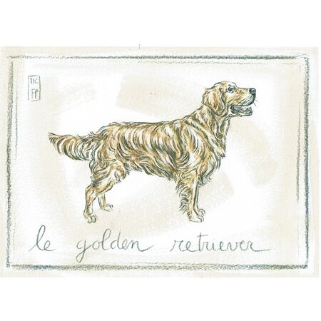 Aquarel van  een golden retriever