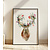 Print edelhert met bloemen