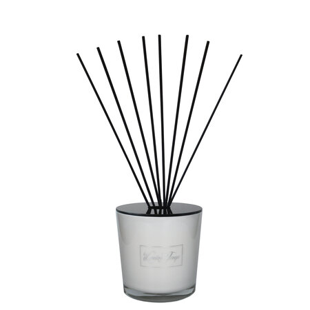 Geurstokjes zijde  in wit glas